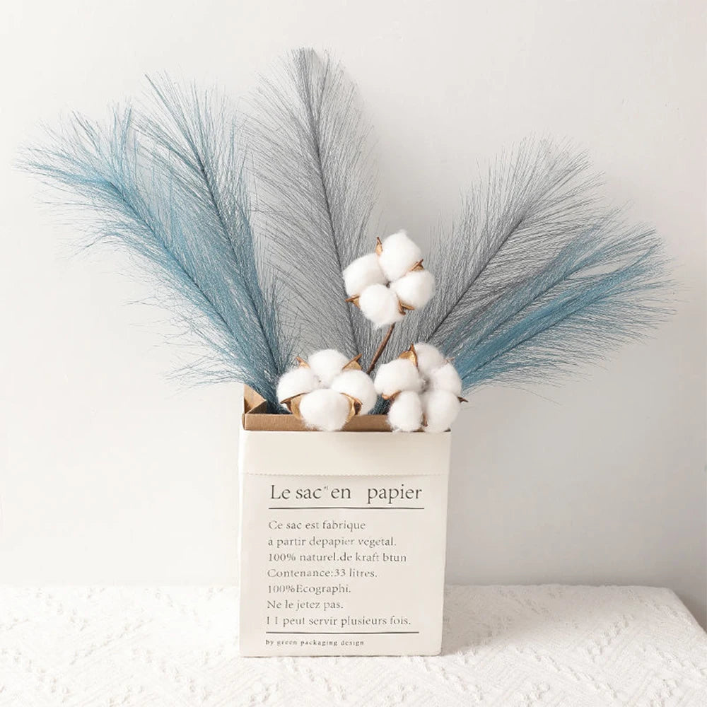 5/10/20PCS Fluffy Pampas Grass Boho Decor Artificial Flower Fake Plant Reed Simulated Party Wedding Home Decoration 42CM The Home Essentials