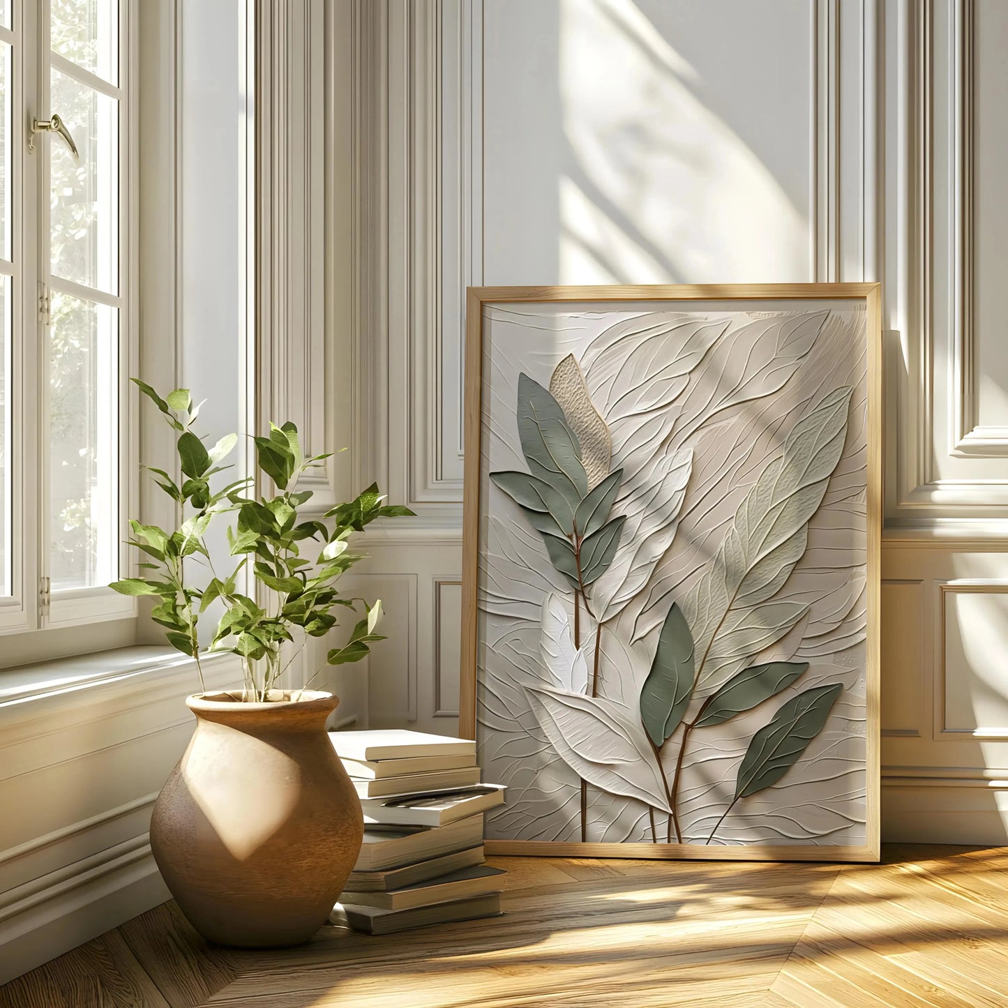 3pcs Textured Leaf Art Poster Neutral Tone Canvas Printing for Modern Home Decoration, Elegant Wall Arts Thoughtful Gifts