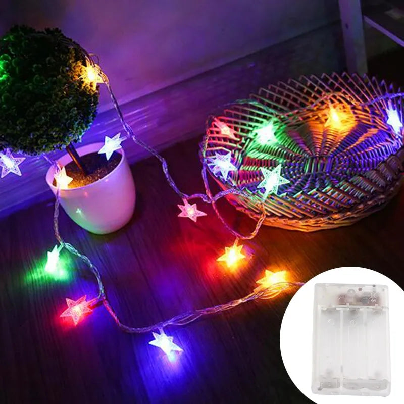 LED Star Fairy Lights Outdoor Chain Lights Garland Bulb String Lights Party Home Wedding Terrace Garden Christmas Decoration The Home Essentials