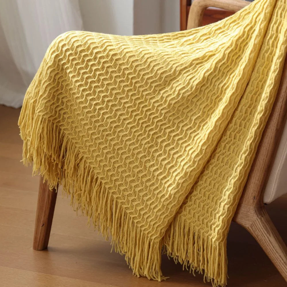 Nordic Knitted Blanket Soft Summer Air Conditioning Sofa Bed Plaid Travel Nap Cozy Blanket with Tassels for Comforter Decor The Home Essentials