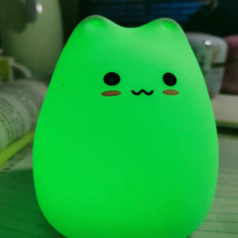 Mini Popular Cat Baby Night Lamp 7-color Pat Touch Color-changing Eye Protection Bedroom Bedside Night Light Gift Children The Home Essentials