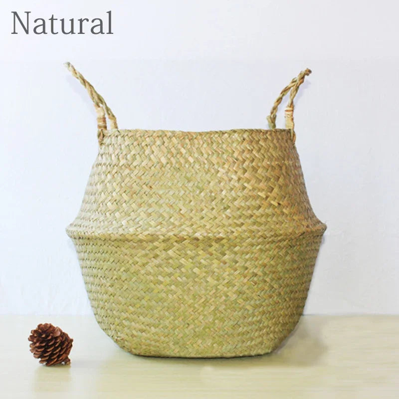 New Straw Weaving Flower Plant Pot Basket Grass Planter Basket Indoor Outdoor Flower Pot Plant Containers Dirty Basket The Home Essentials