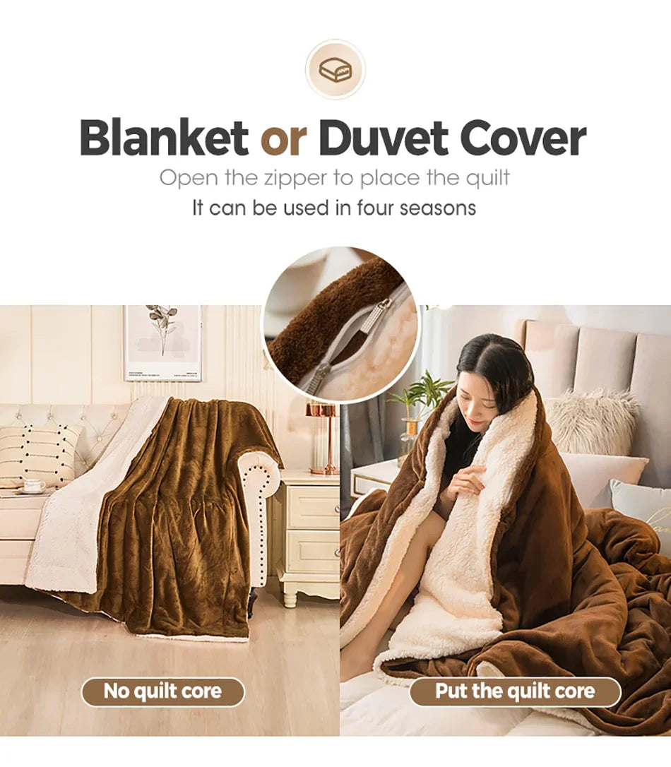 Wool Throw Blanket Keep Warm Winter Bed Blankets Double Sided Queen Duvet Cover Camping Double Bed Cover Bedspread On The Bed The Home Essentials