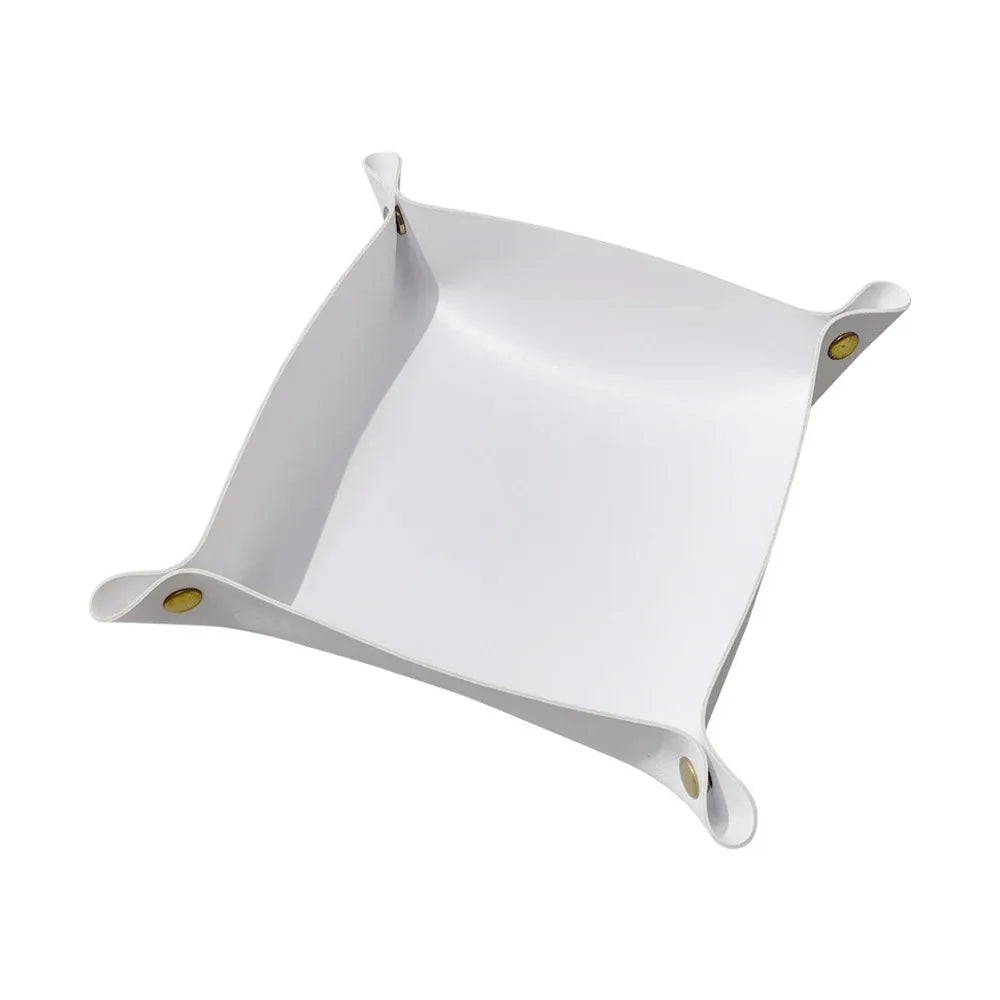 1PC 25X25CM Leather Tray Foldable Table Storage Box Jewelry Key Coin Desk Top Organizer Entryway Nightstand Home  Decoration The Home Essentials