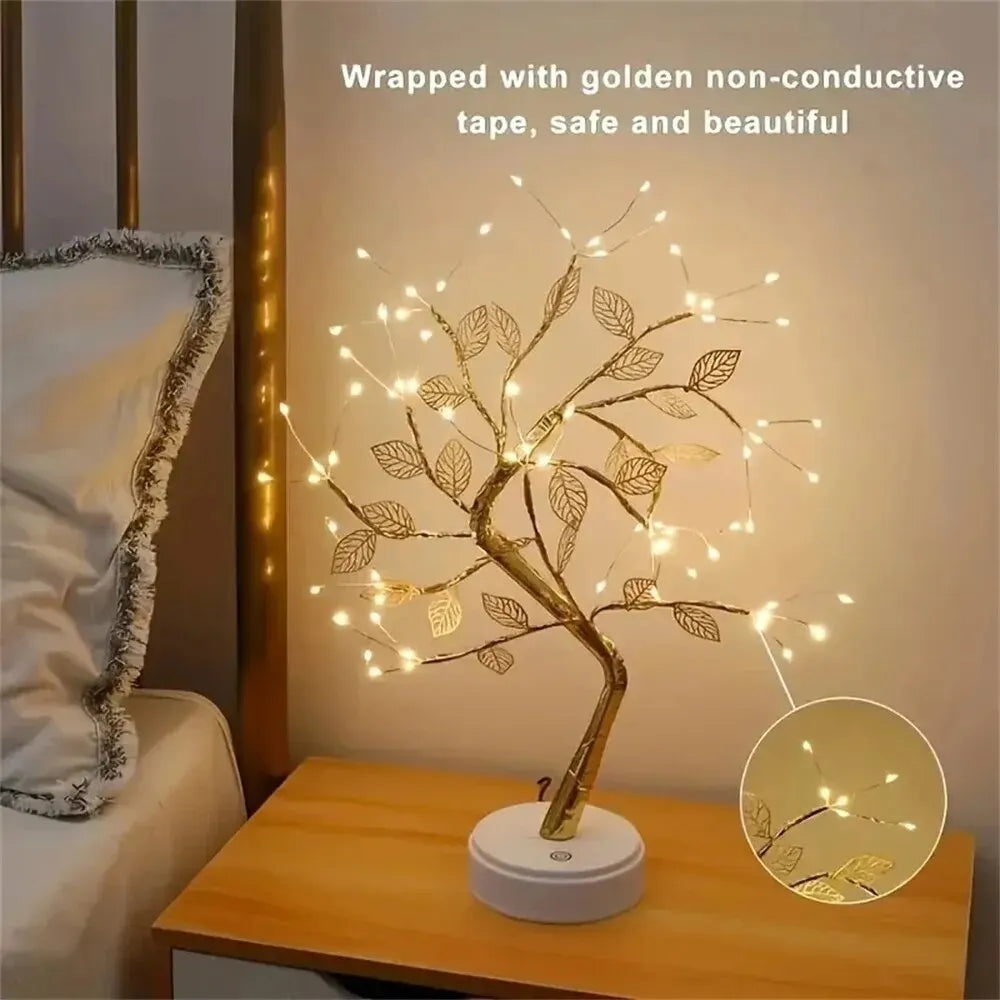 LED Rose Leaf Table Lamp USB Christmas Tree Fairy Light Night Lights Home DIY Party Wedding Bedroom Decoration Mother's Day Gift The Home Essentials