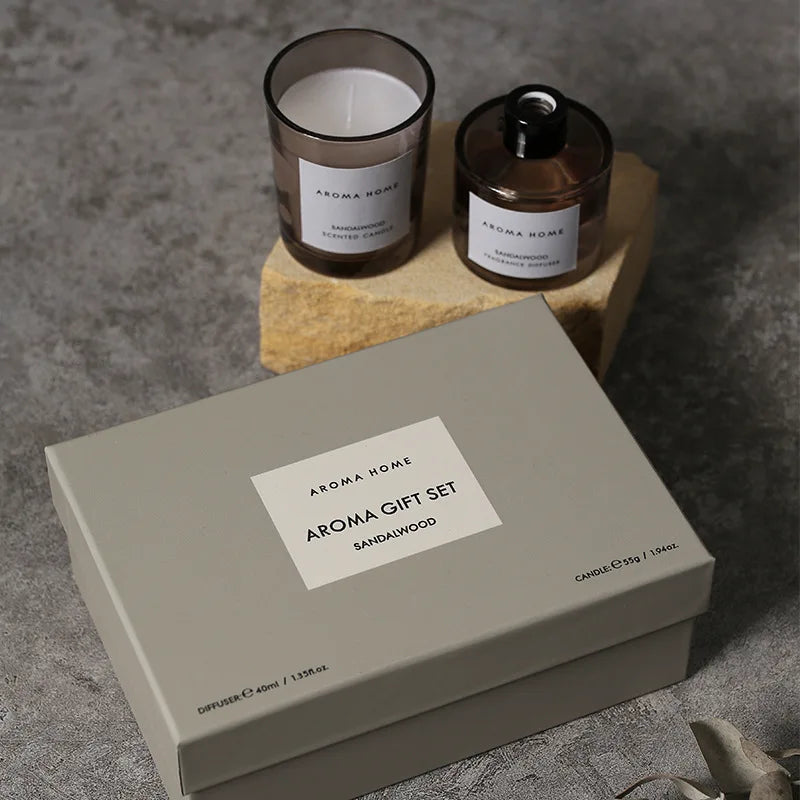 2Pcs Gift Box Set Aromatherapy Essential Oil Rattan Handmade Clear Scented Candle Lamp Companion Return Gift Fragrance Diffuser The Home Essentials