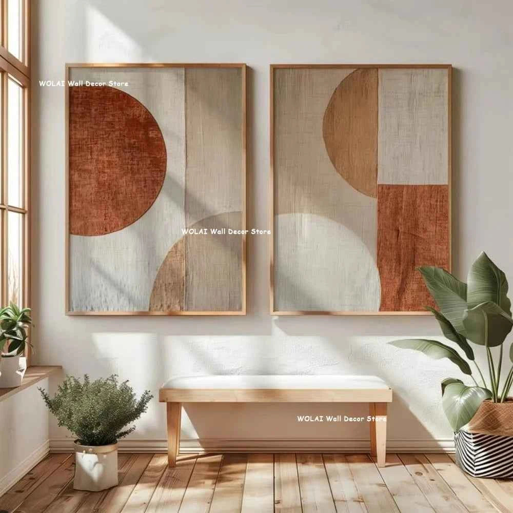 2pcs/set Japanese Retro Wabisabi Mountain Abstract Canvas Printing Abstract Green Sunset Flying Crane Wall Art Poster Home Decor