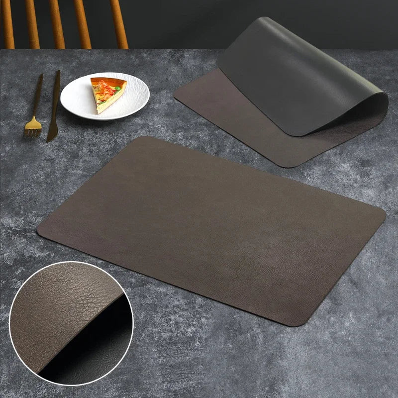 Luxury Placemat Leather Waterproof Double Layer Cowhide  Western Food Mat Hotel Insulation Mat Placemats for Dinning Table The Home Essentials