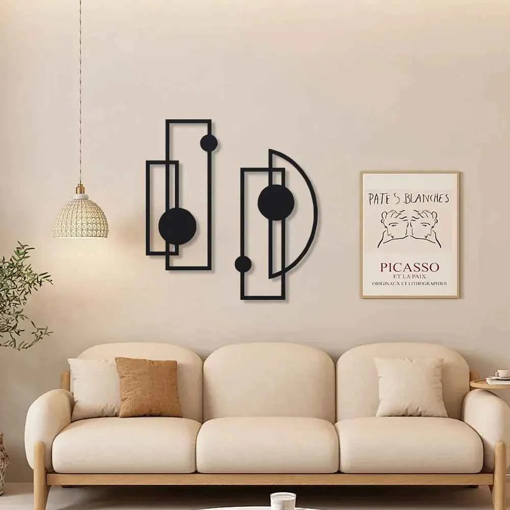 2pcs/set Metal Wall Decor, Metal Wall Art Minimalist, Wall Art Abstract Metal Hollow Vertical Decorations, Wall Sculptures