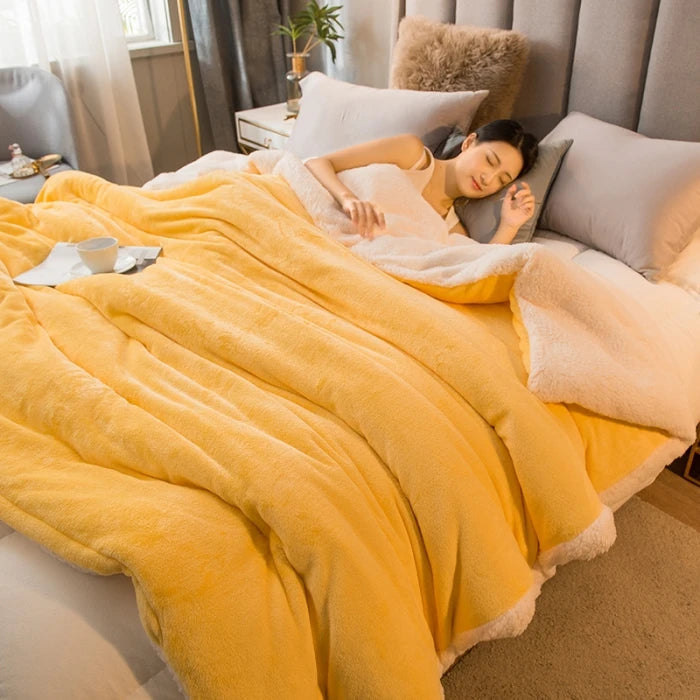 Wool Throw Blanket Keep Warm Winter Bed Blankets Double Sided Queen Duvet Cover Camping Double Bed Cover Bedspread On The Bed The Home Essentials