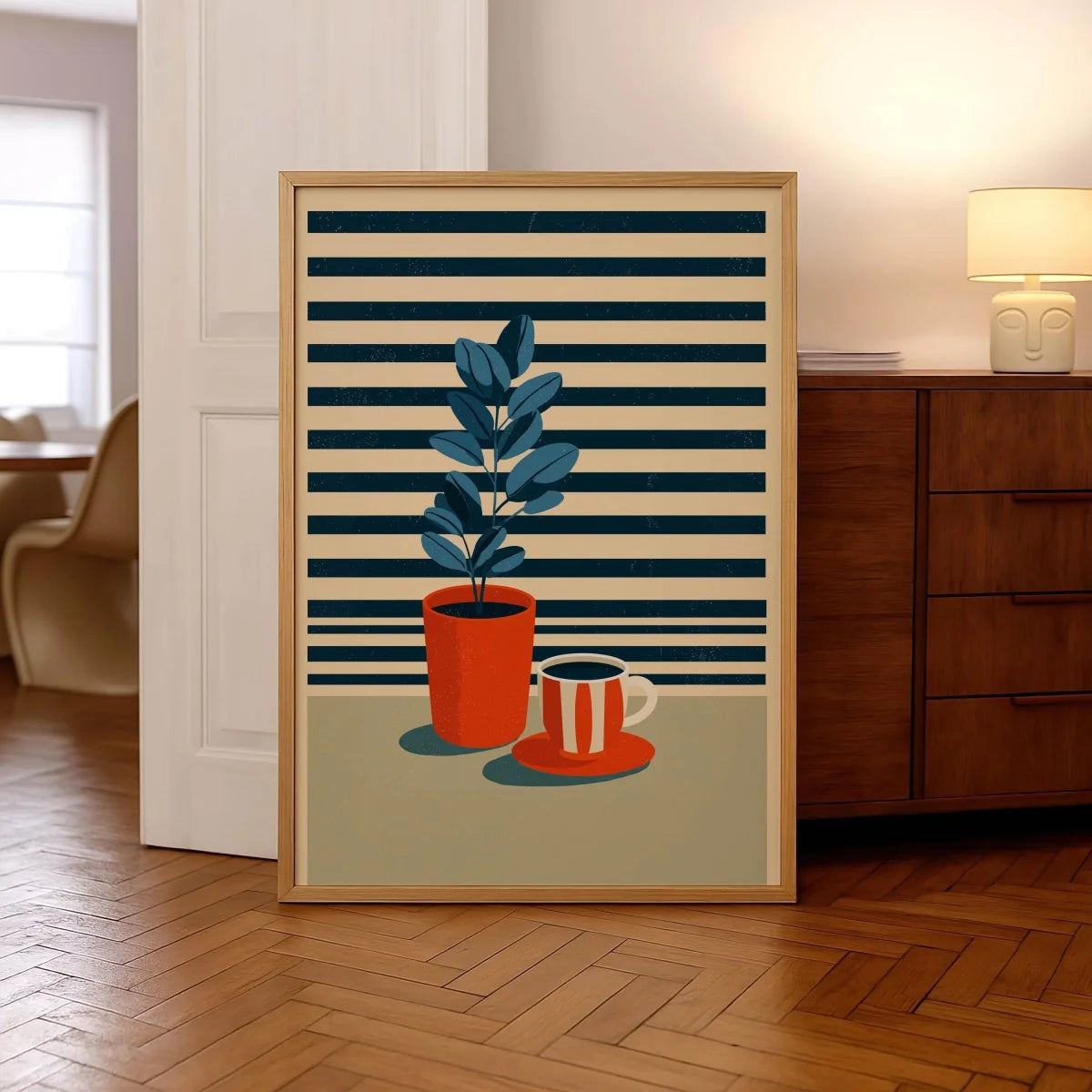 Vintage Coffee Plant Warm Stripes Canvas Prints Poster Retro MinimalistSuitable for Decoration in Living Rooms Bedrooms The Home Essentials