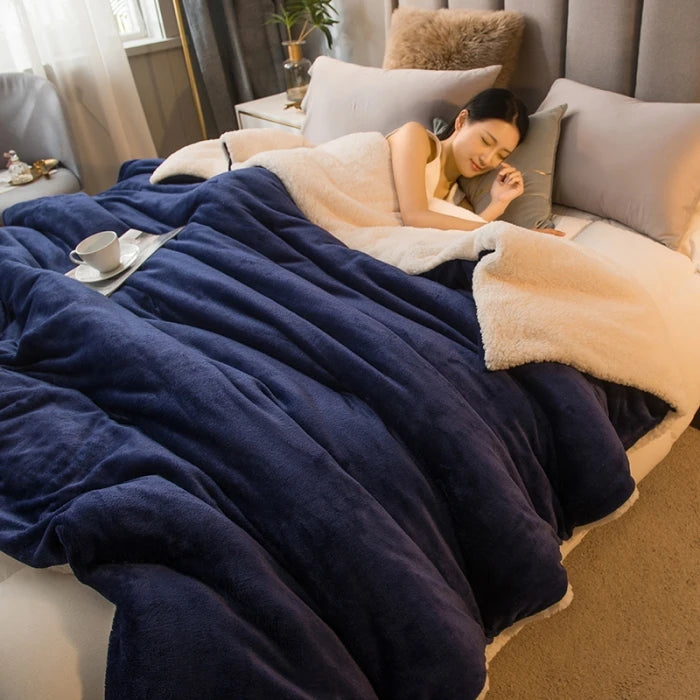 Wool Throw Blanket Keep Warm Winter Bed Blankets Double Sided Queen Duvet Cover Camping Double Bed Cover Bedspread On The Bed The Home Essentials