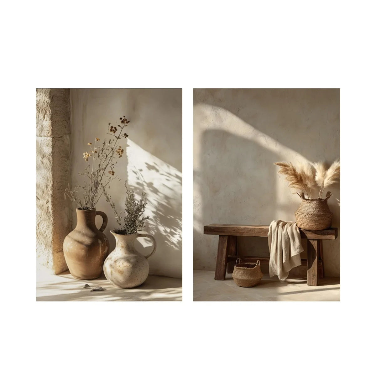 2pcs/set Neutral Olive Tree Shadow Vase Canvas Print Poster Retro Botanical Landscape Art Print Home Decor Art Poster Gifts The Home Essentials