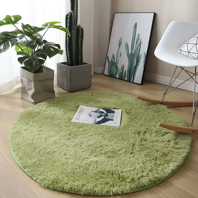 Plush round carpet living Room Decoration Children's Bedroom fluffy white carpet non-slip blanket bedside design Room play mat The Home Essentials