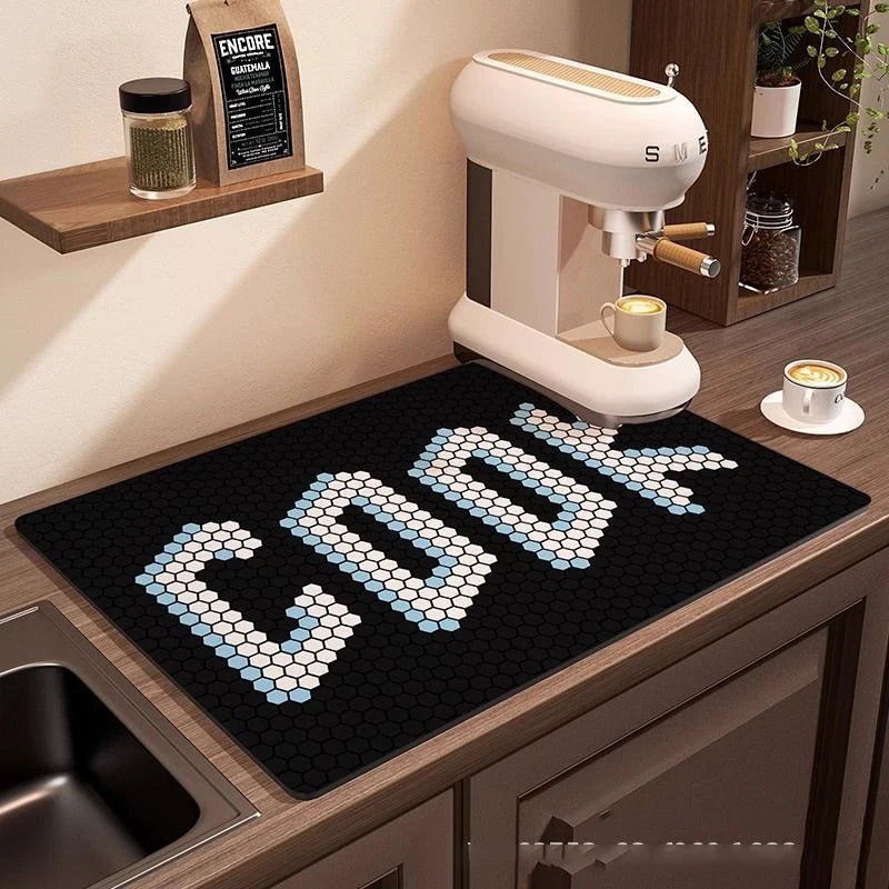 Coffee Machine Mat Waterproof Drain Pad Non-slip Dish Drying Mats for Kitchen Quick Dry Tableware Faucet Placemat Dinnerware The Home Essentials