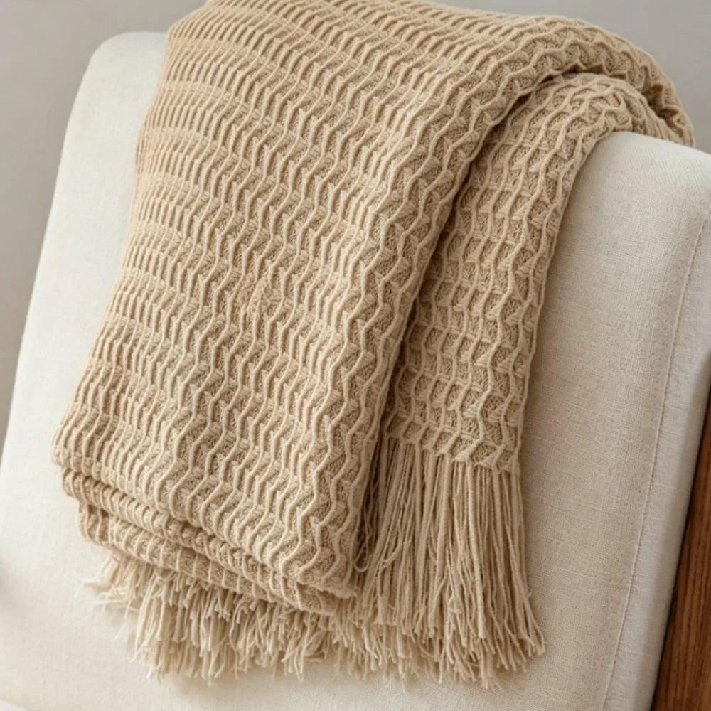 Nordic Knitted Blanket Soft Summer Air Conditioning Sofa Bed Plaid Travel Nap Cozy Blanket with Tassels for Comforter Decor The Home Essentials
