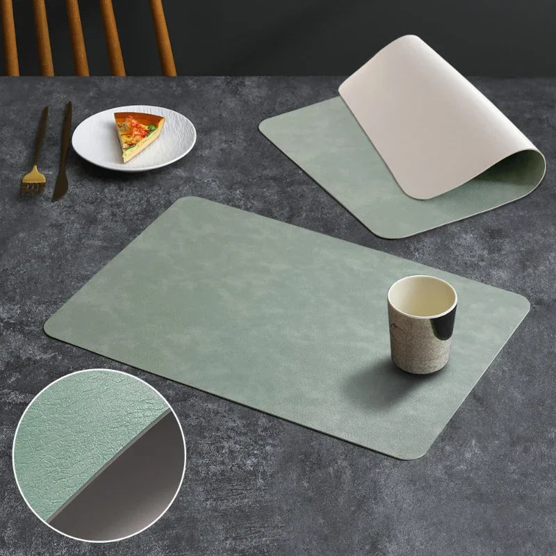 Luxury Placemat Leather Waterproof Double Layer Cowhide  Western Food Mat Hotel Insulation Mat Placemats for Dinning Table The Home Essentials