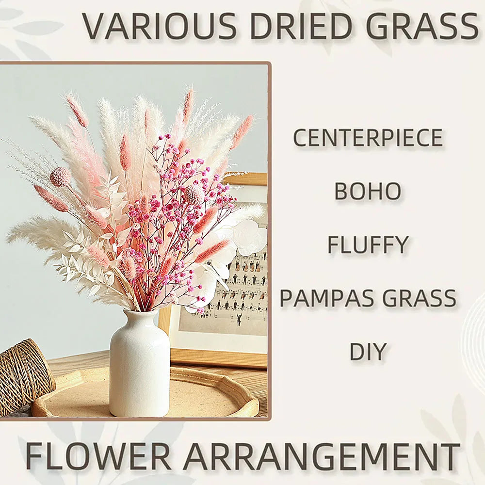 Pink White Dried Flowers Mariage Bouquet Centerpieces for Weddings Natural Pampas Grass Real Gypsophile Nordic Boho Home Decor The Home Essentials