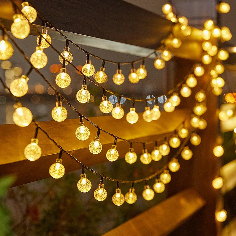 Solar Bubble Balls Lamp String Lights Outdoor Water Drops Outdoor Waterproof Orb Christmas Lights Patio Holiday Party The Home Essentials
