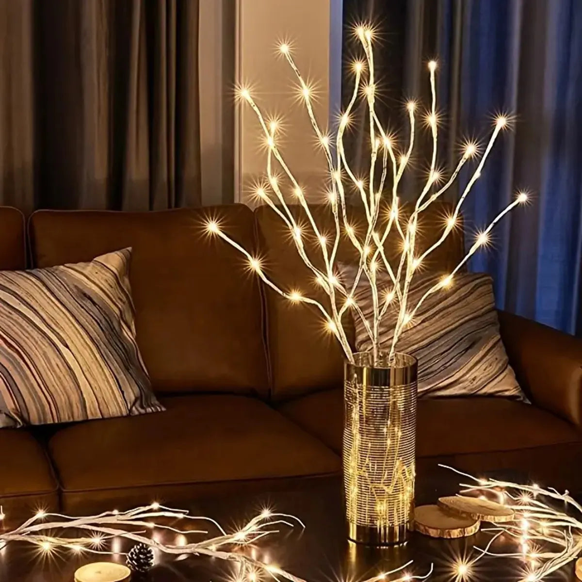 1 PC White Birch Branch Lights Battery Operated 20 LED Fairy Lights Willow Branches for Home Bedroom Inside Outdoor Decoration The Home Essentials