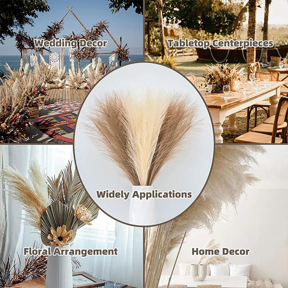 5/10/20PCS Fluffy Pampas Grass Boho Decor Artificial Flower Fake Plant Reed Simulated Party Wedding Home Decoration 42CM The Home Essentials