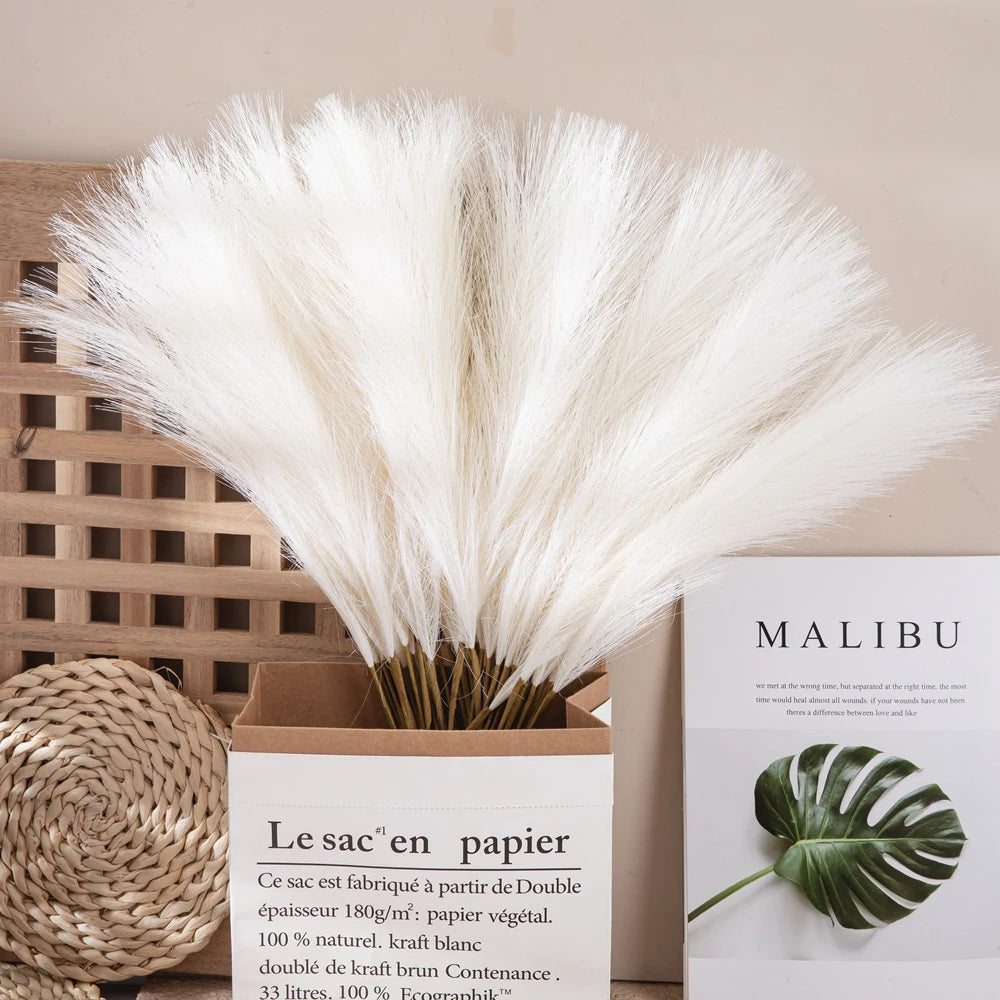 5/10/20PCS Fluffy Pampas Grass Boho Decor Artificial Flower Fake Plant Reed Simulated Party Wedding Home Decoration 42CM The Home Essentials