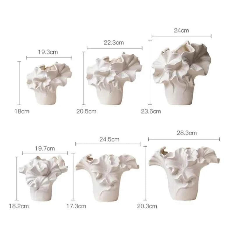 Ceramic Vase Handmade Petal Pleats Flower Vase Flower Arrangement Accessories Terrarium Flowerpot Room Decoration Accessories