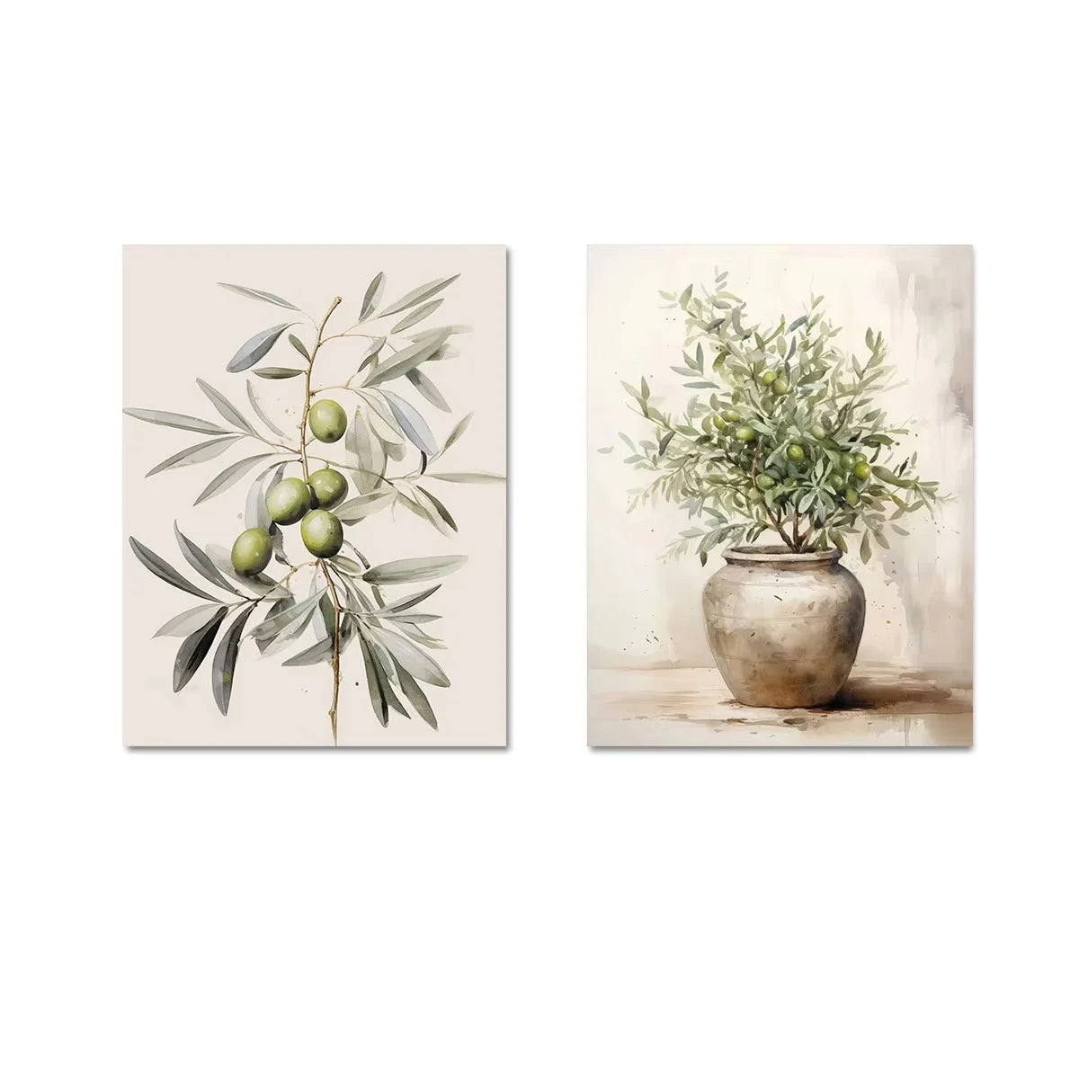 2pcs/set Neutral Olive Tree Shadow Vase Canvas Print Poster Retro Botanical Landscape Art Print Home Decor Art Poster Gifts The Home Essentials