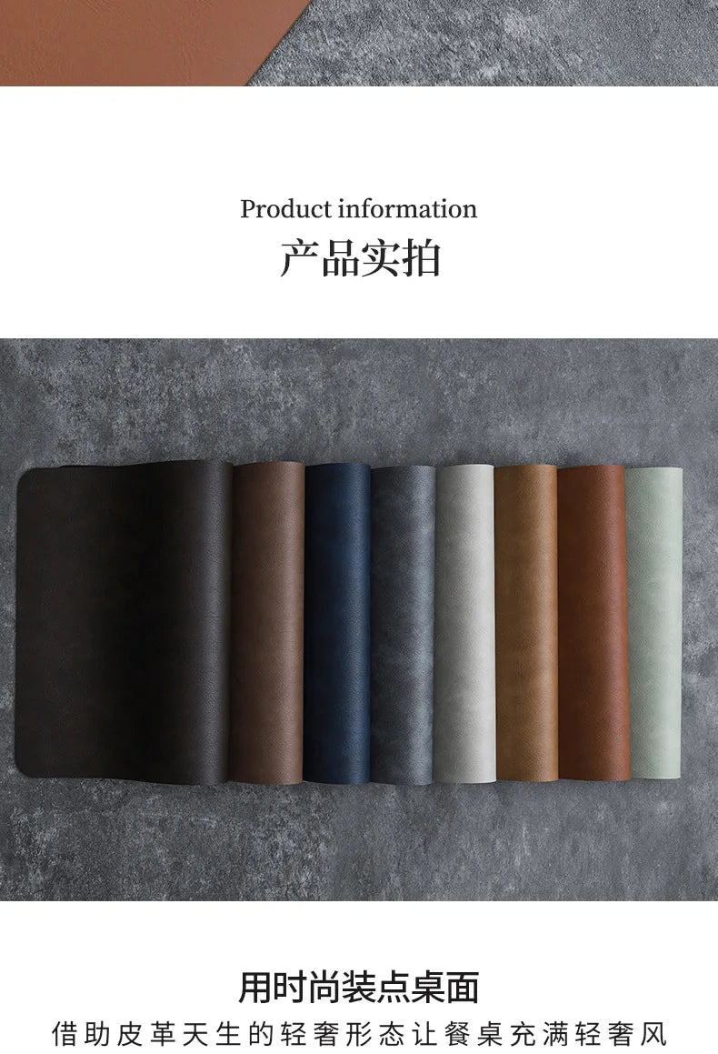 Luxury Placemat Leather Waterproof Double Layer Cowhide  Western Food Mat Hotel Insulation Mat Placemats for Dinning Table The Home Essentials