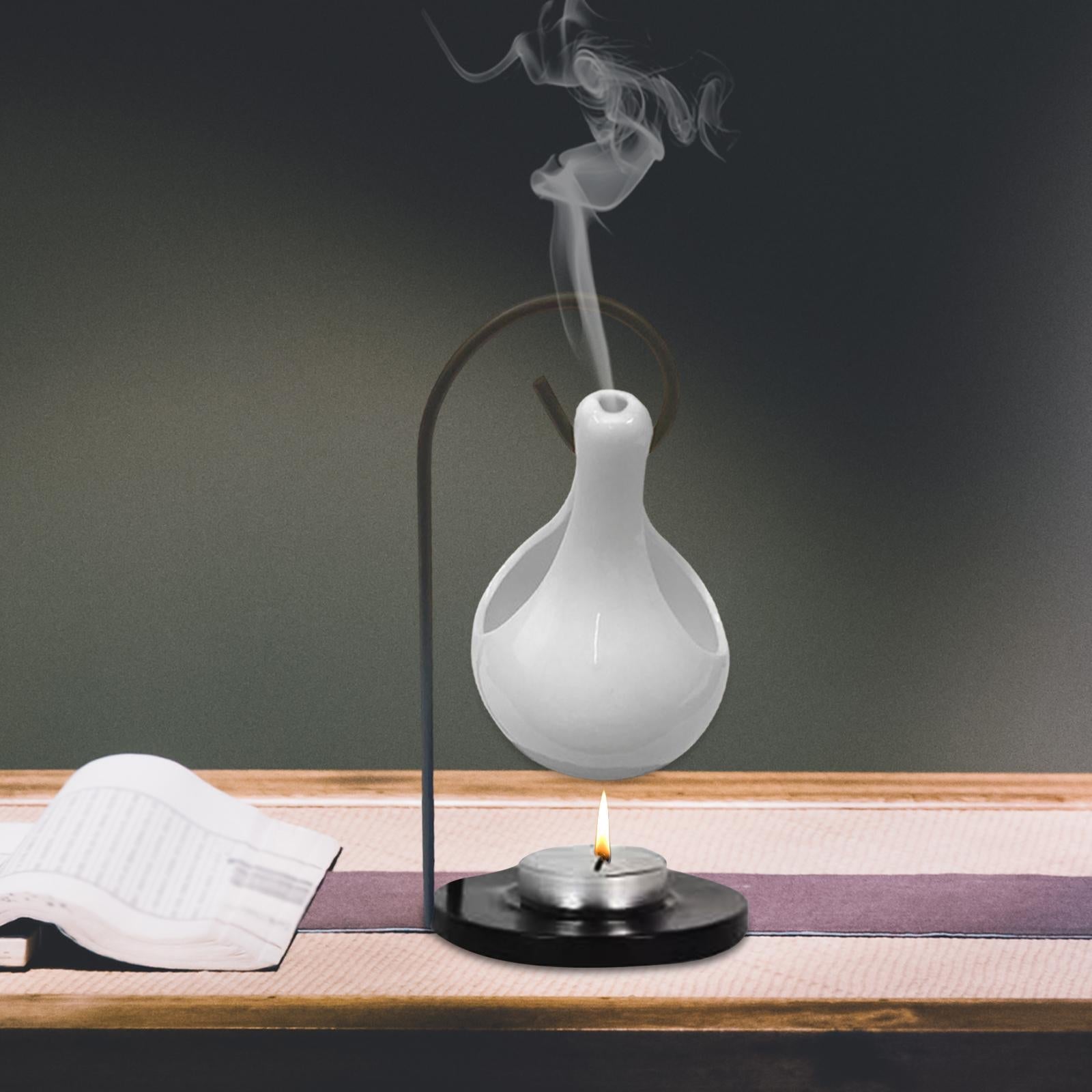 Ceramic Candle Holder Essential Oil Burner Diffuser Furnace Warmer Tealight Candle Wood Base Lamp Porcelain Living Room Decor The Home Essentials