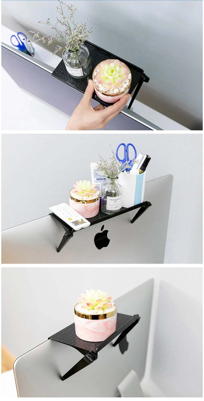 TV Screen Storage Shelves Adjustable Monitor Stand Computer Desktop Display Organizer Router Shelf Rack Home Office