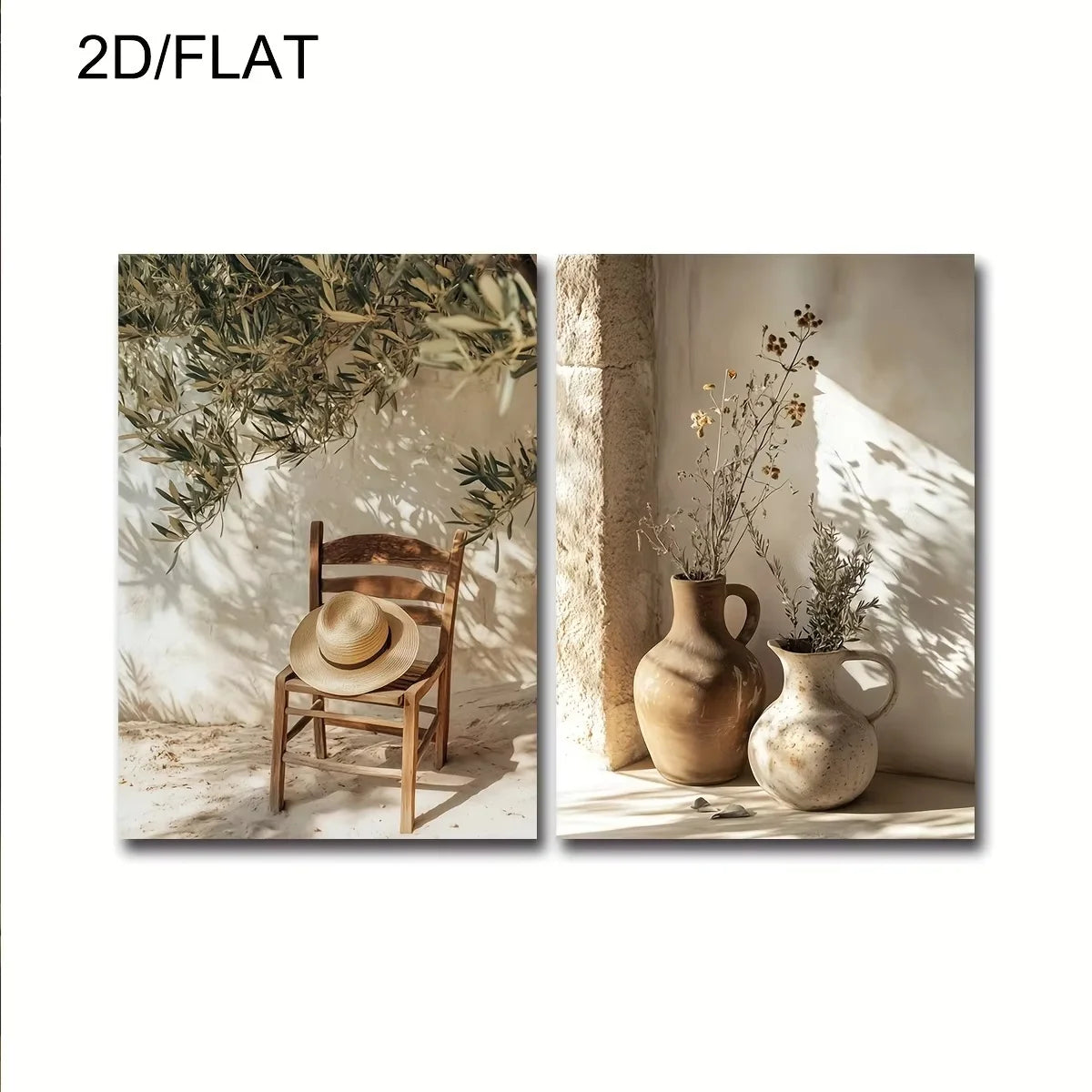 2pcs/set Neutral Olive Tree Shadow Vase Canvas Print Poster Retro Botanical Landscape Art Print Home Decor Art Poster Gifts The Home Essentials