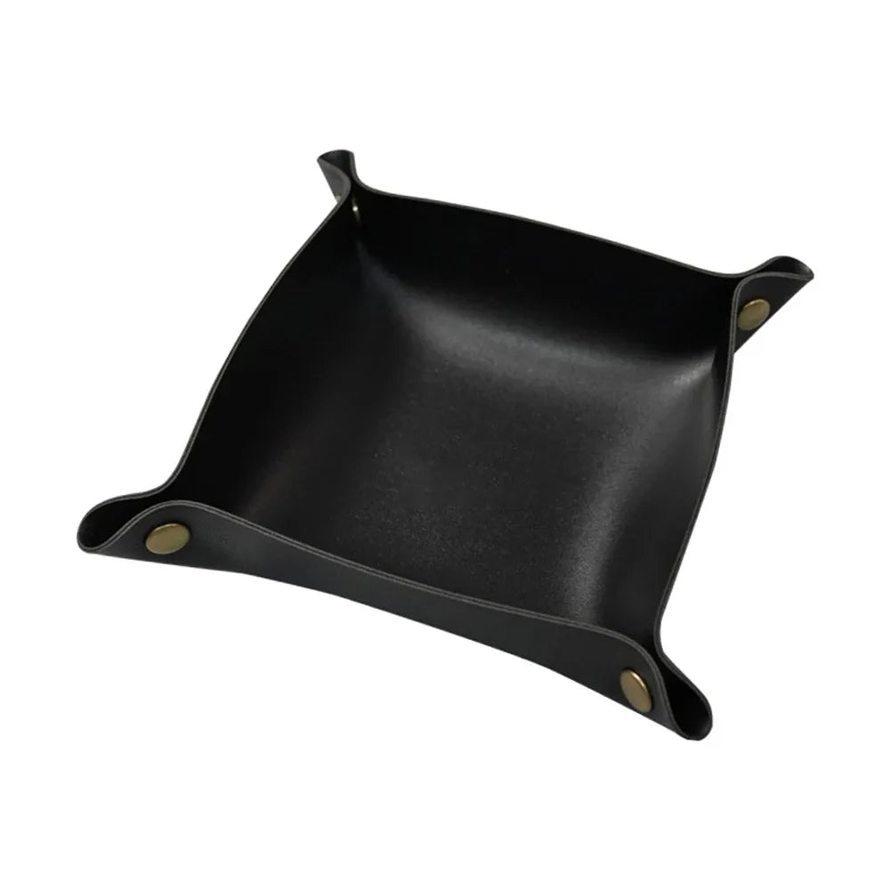 1PC 25X25CM Leather Tray Foldable Table Storage Box Jewelry Key Coin Desk Top Organizer Entryway Nightstand Home  Decoration The Home Essentials