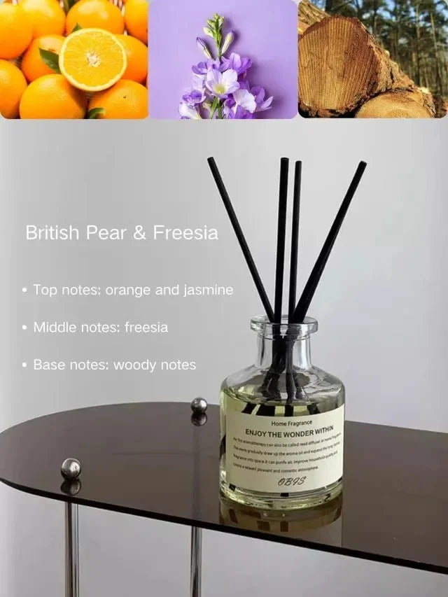 50ml Flameless Home Fragrance Room Flameless Freesia Jasmine Fragrance Oil with Reed Diffuser Stick Home Room Air Freshener Deco The Home Essentials