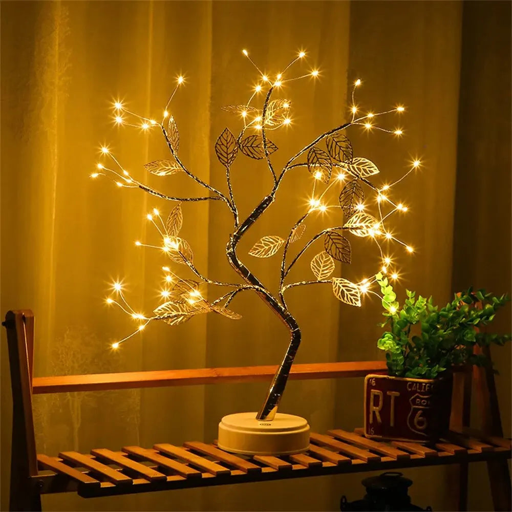 LED Rose Leaf Table Lamp USB Christmas Tree Fairy Light Night Lights Home DIY Party Wedding Bedroom Decoration Mother's Day Gift The Home Essentials