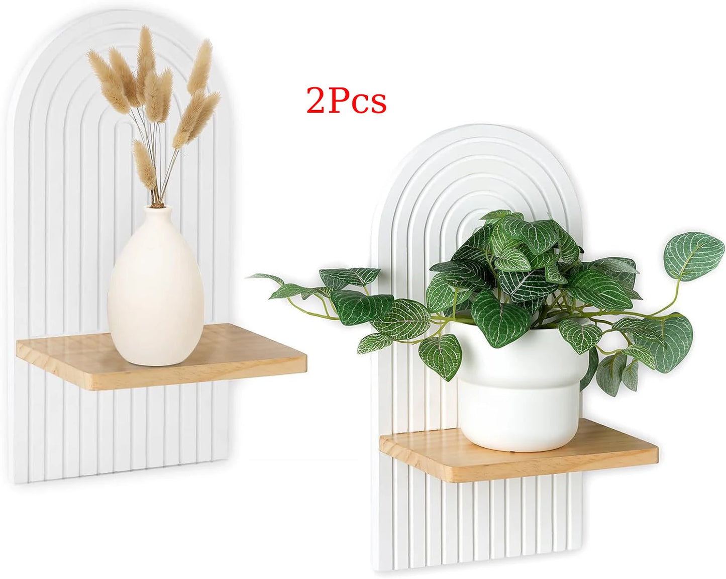 Boho Wooden Arch Wall Shelves Rustic Plants Decorative Shelf Storage Rack for Organizing & Displaying Artistic Home Decor Gifts