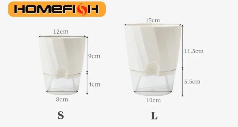 Lazy Hydroponic Flower Pot Automatic Water-Absorbing Flowerpot Transparent Double Layer Plastic Self Watering Planter Office The Home Essentials