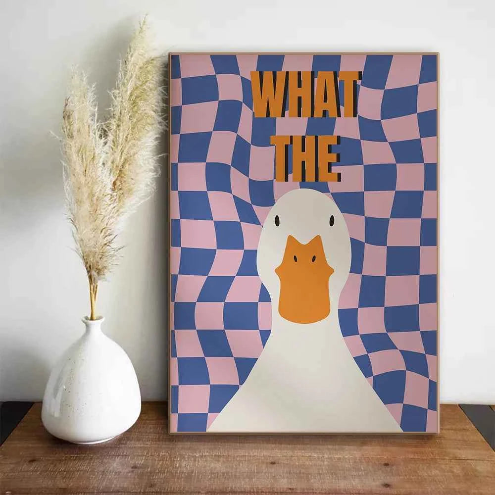 What the Duck Print Art Picture Funny Cute Animal Canvas Posters Modern Wall Painting for Bathroom Bedroom Dorm Decor