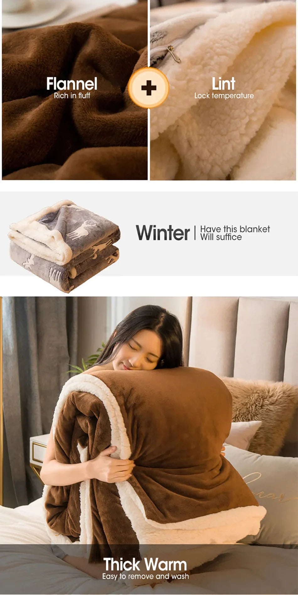 Wool Throw Blanket Keep Warm Winter Bed Blankets Double Sided Queen Duvet Cover Camping Double Bed Cover Bedspread On The Bed The Home Essentials