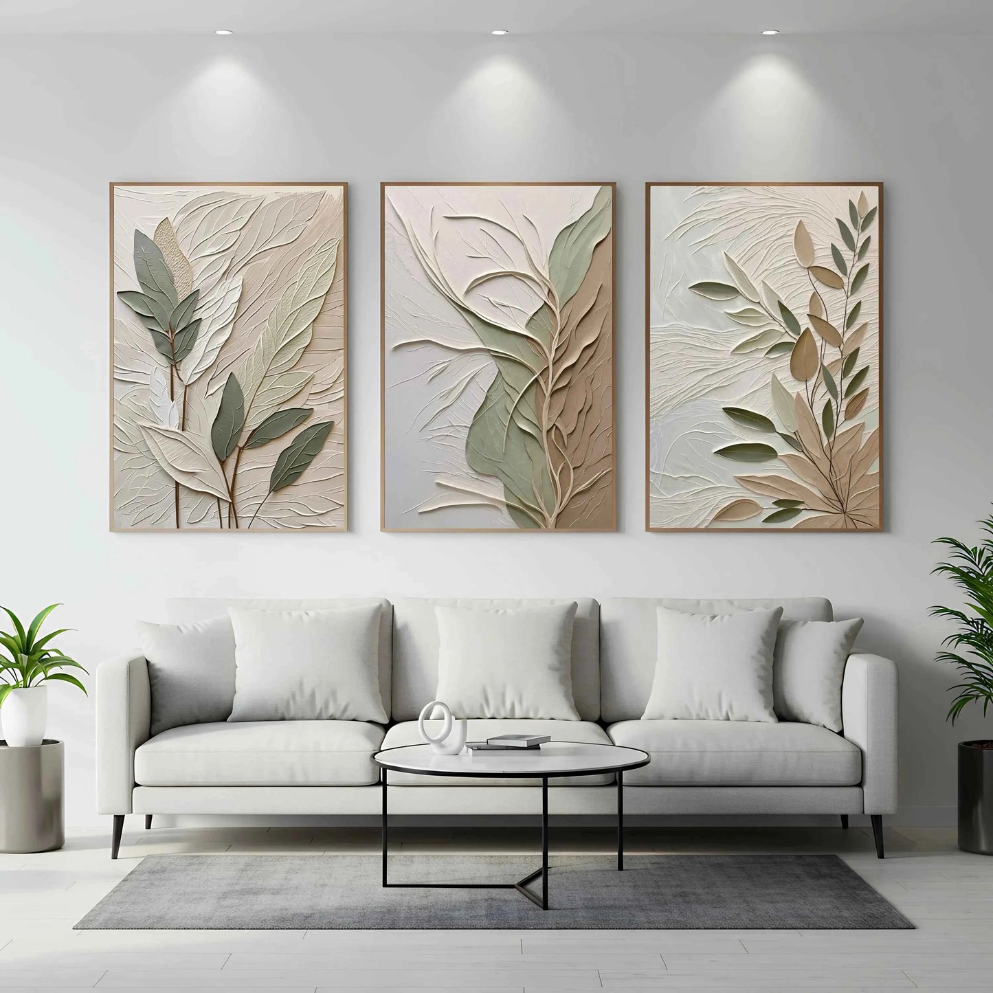 3pcs Textured Leaf Art Poster Neutral Tone Canvas Printing for Modern Home Decoration, Elegant Wall Arts Thoughtful Gifts