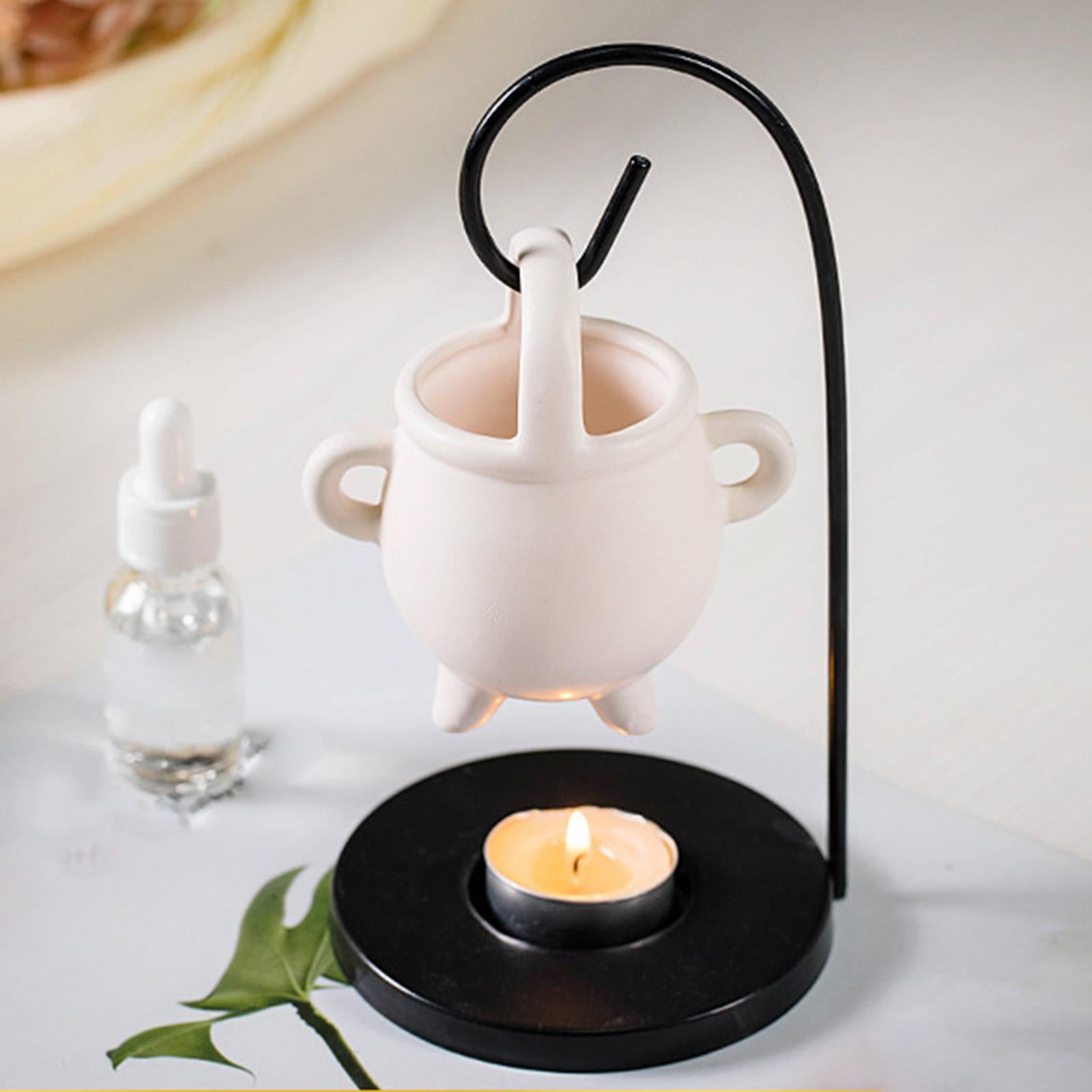 Ceramic Candle Holder Essential Oil Burner Diffuser Furnace Warmer Tealight Candle Wood Base Lamp Porcelain Living Room Decor The Home Essentials