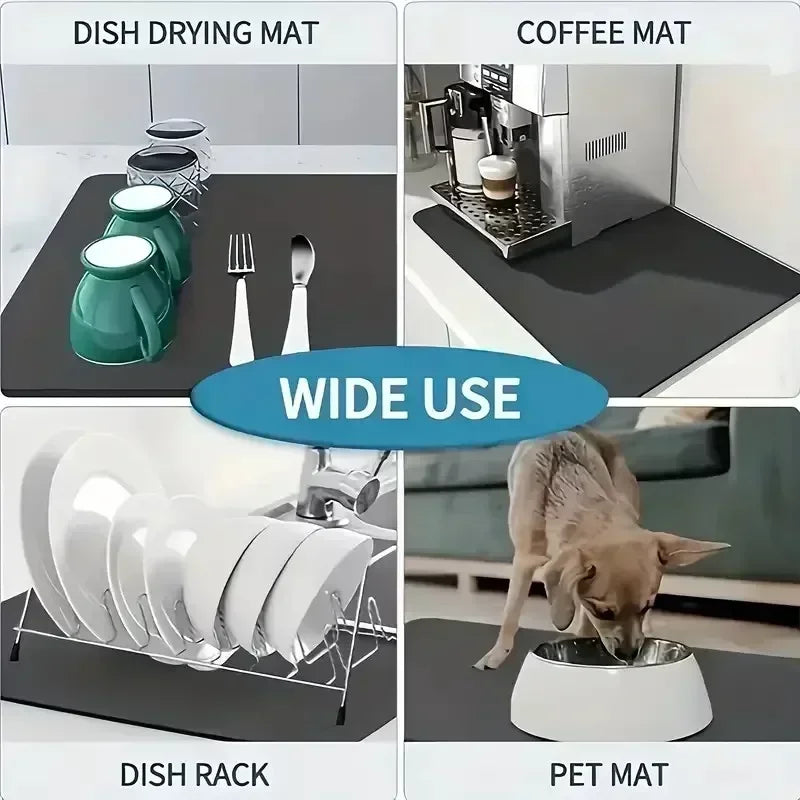 Coffee Machine Mat Waterproof Drain Pad Non-slip Dish Drying Mats for Kitchen Quick Dry Tableware Faucet Placemat Dinnerware The Home Essentials