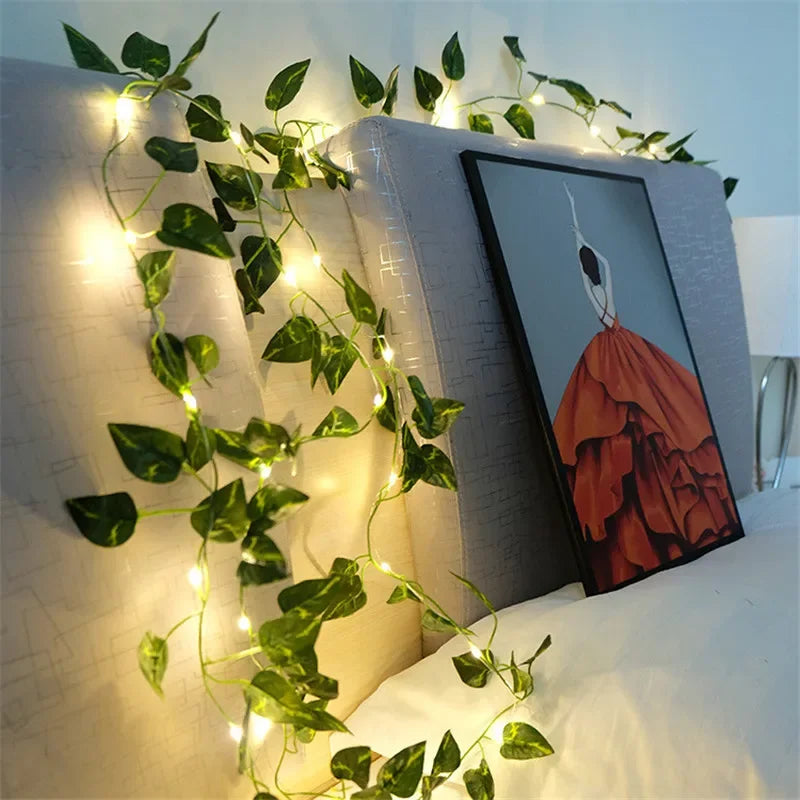 Flower Green Leaf String Lights Artificial Vine Fairy Lights Battery Powered Christmas Tree Garland Light for Weeding Home Decor The Home Essentials