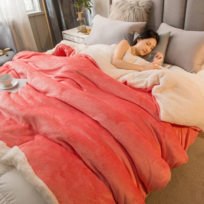 Wool Throw Blanket Keep Warm Winter Bed Blankets Double Sided Queen Duvet Cover Camping Double Bed Cover Bedspread On The Bed The Home Essentials