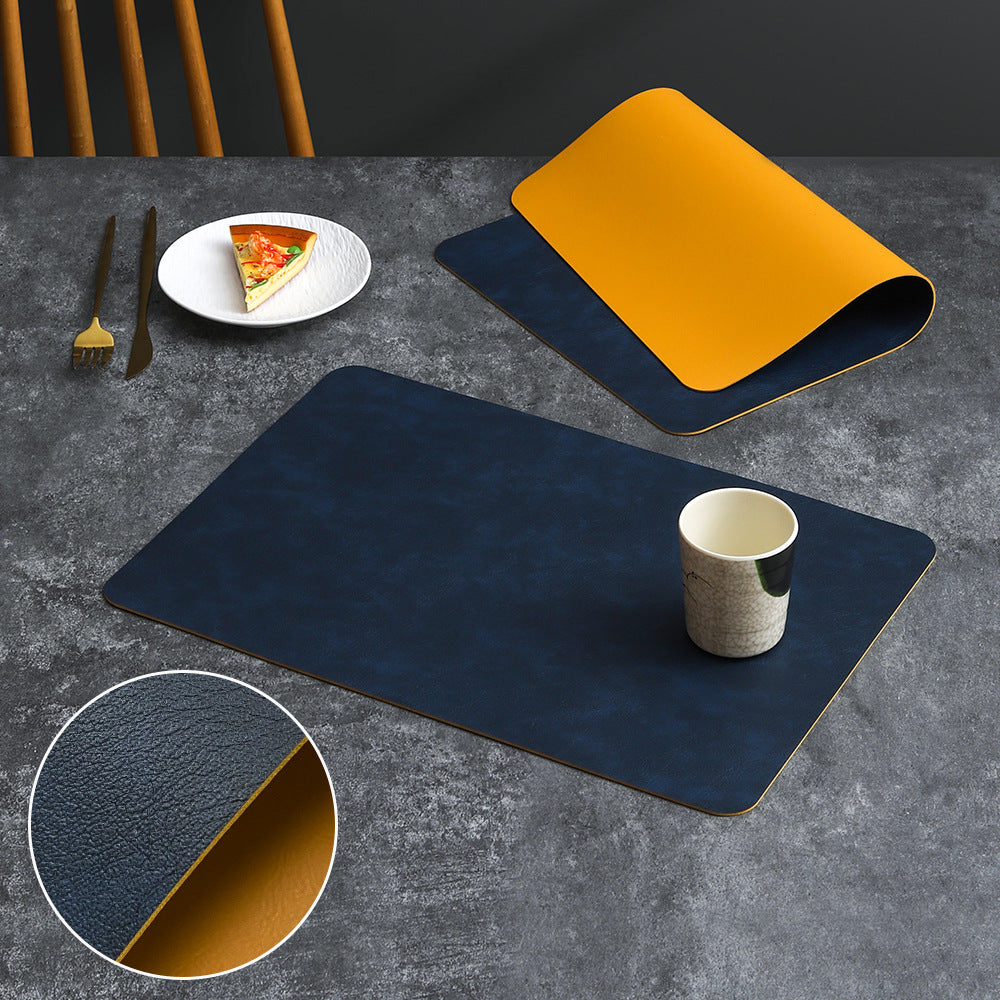 Luxury Placemat Leather Waterproof Double Layer Cowhide  Western Food Mat Hotel Insulation Mat Placemats for Dinning Table The Home Essentials