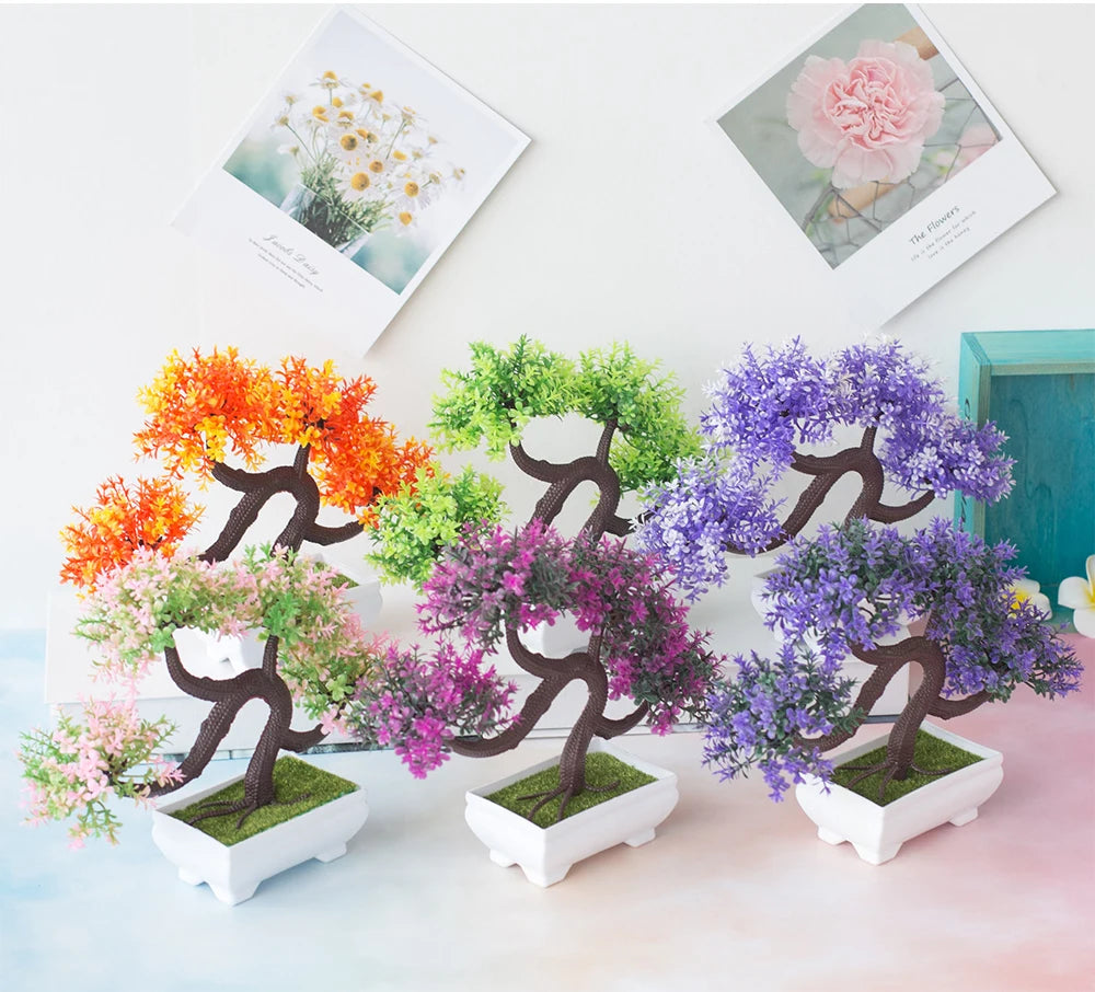 Artificial Plants Decoration Potted Bonsai Small Tree Pot Fake Plant Potted zen garden Ornaments Table Home Room Decoration