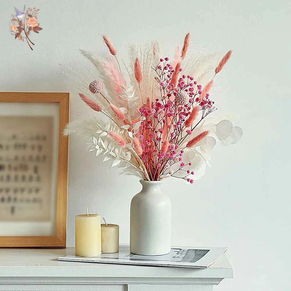 Pink White Dried Flowers Mariage Bouquet Centerpieces for Weddings Natural Pampas Grass Real Gypsophile Nordic Boho Home Decor