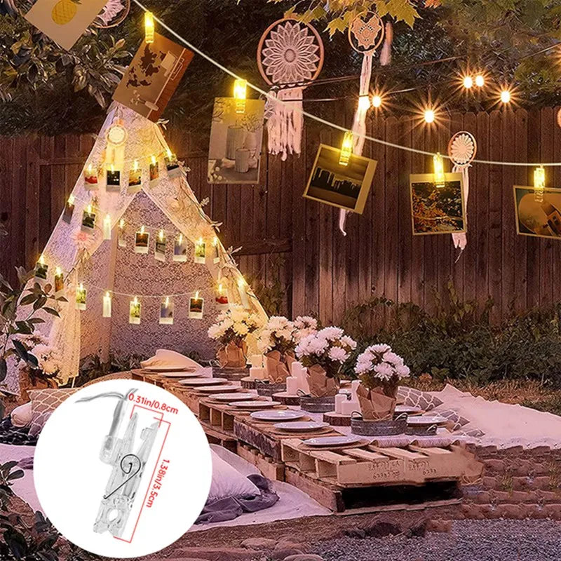 1Pack Photo Clip String Lights 10/20/30/40Led Fairy Lights For Hanging Pictures Cards Light Clips Graduation Party Wedding Decor The Home Essentials