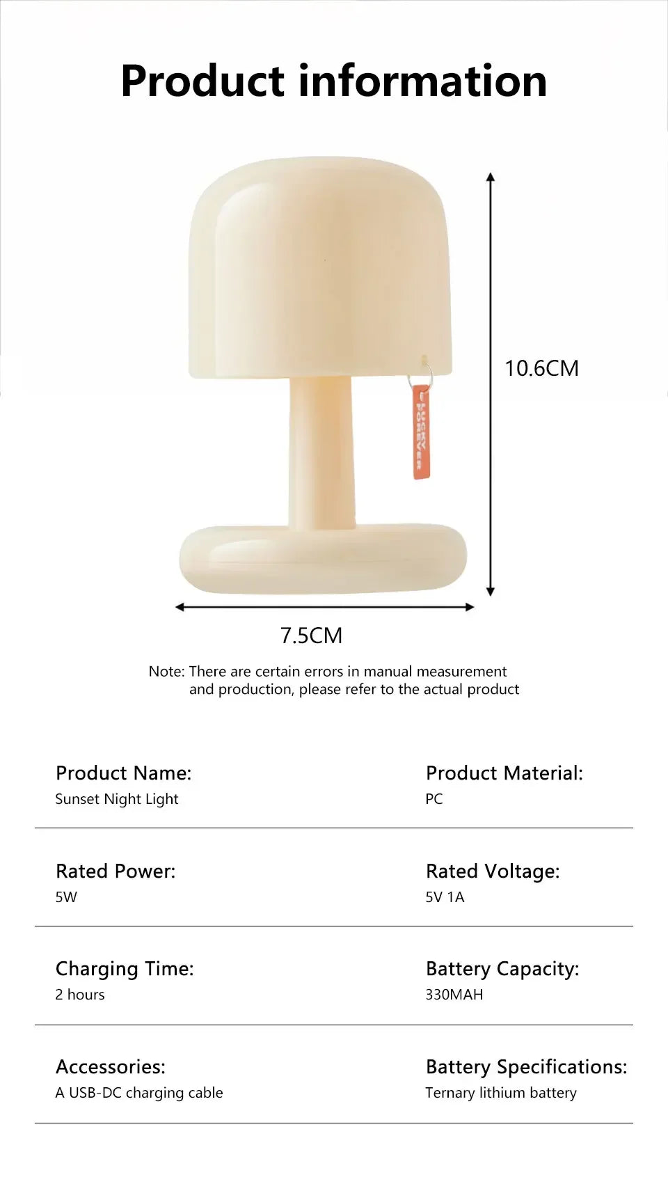 Mini Desktop Sunset Night Lamp Creative USB Rechargeable Mushroom Style Led Night Light for Coffee Bar Home Decor Bedroom