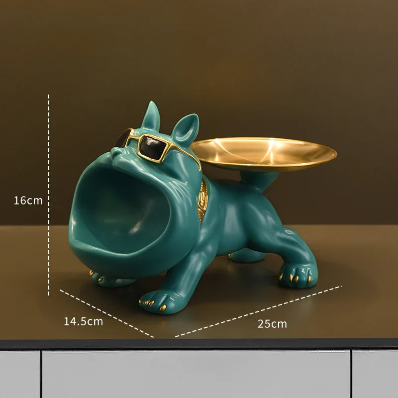 Resin Dog Statue Bulldog Statue Storage Tray Animal Decoration Resin Craft Art Sculpture Statue Dog Sculpture Home Decoration The Home Essentials